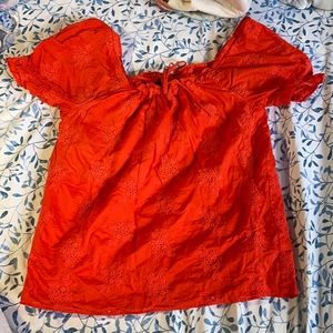 Peasant vermillion red top